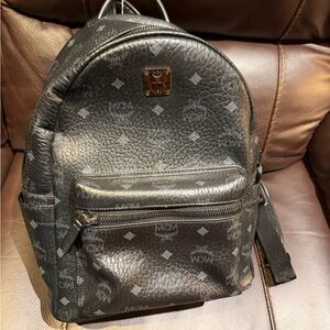 MCM Gray Monogram Backpack “Rare no studs”